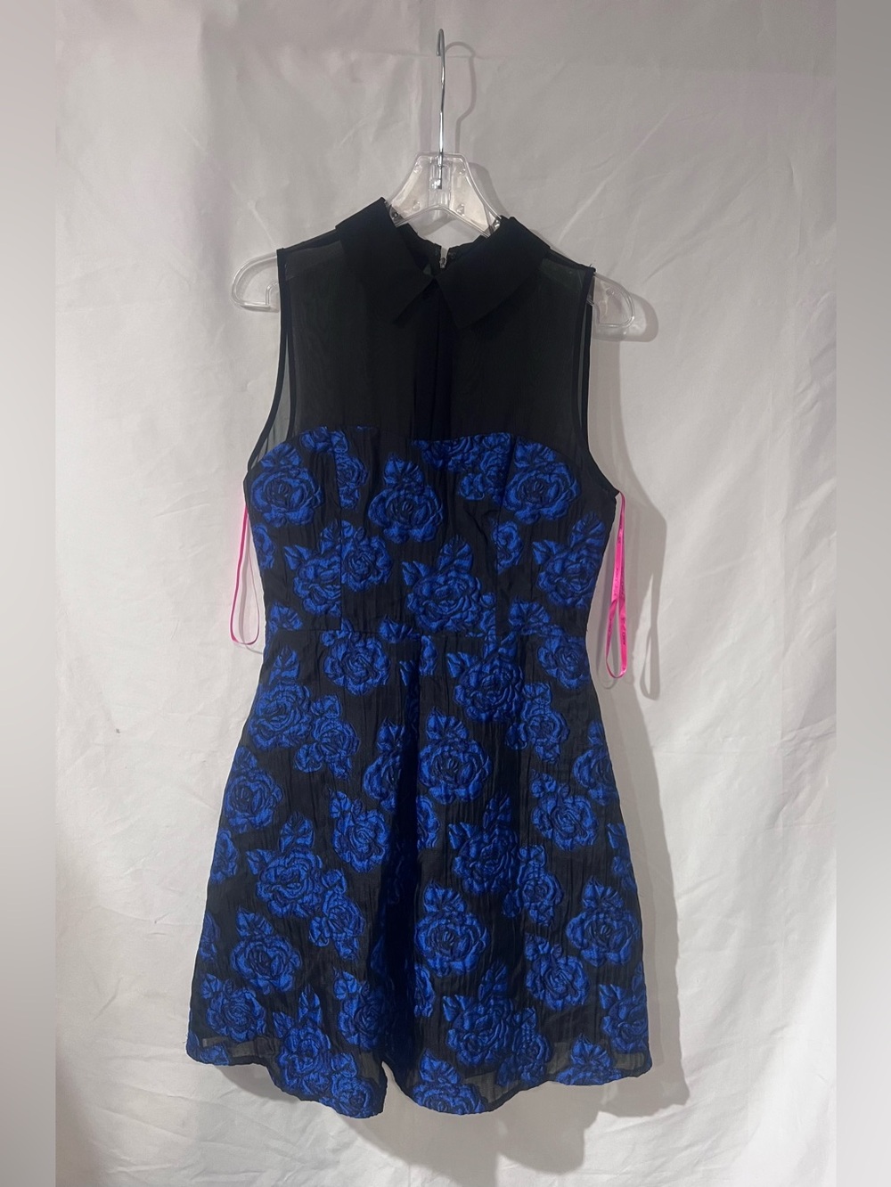 Betsey Johnson Black Dress with Royal Blue Floral Jacquard
